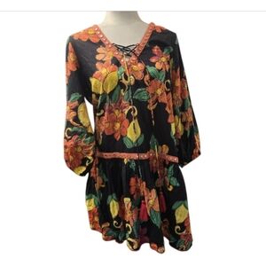 Moda Posa Floral Black Dress